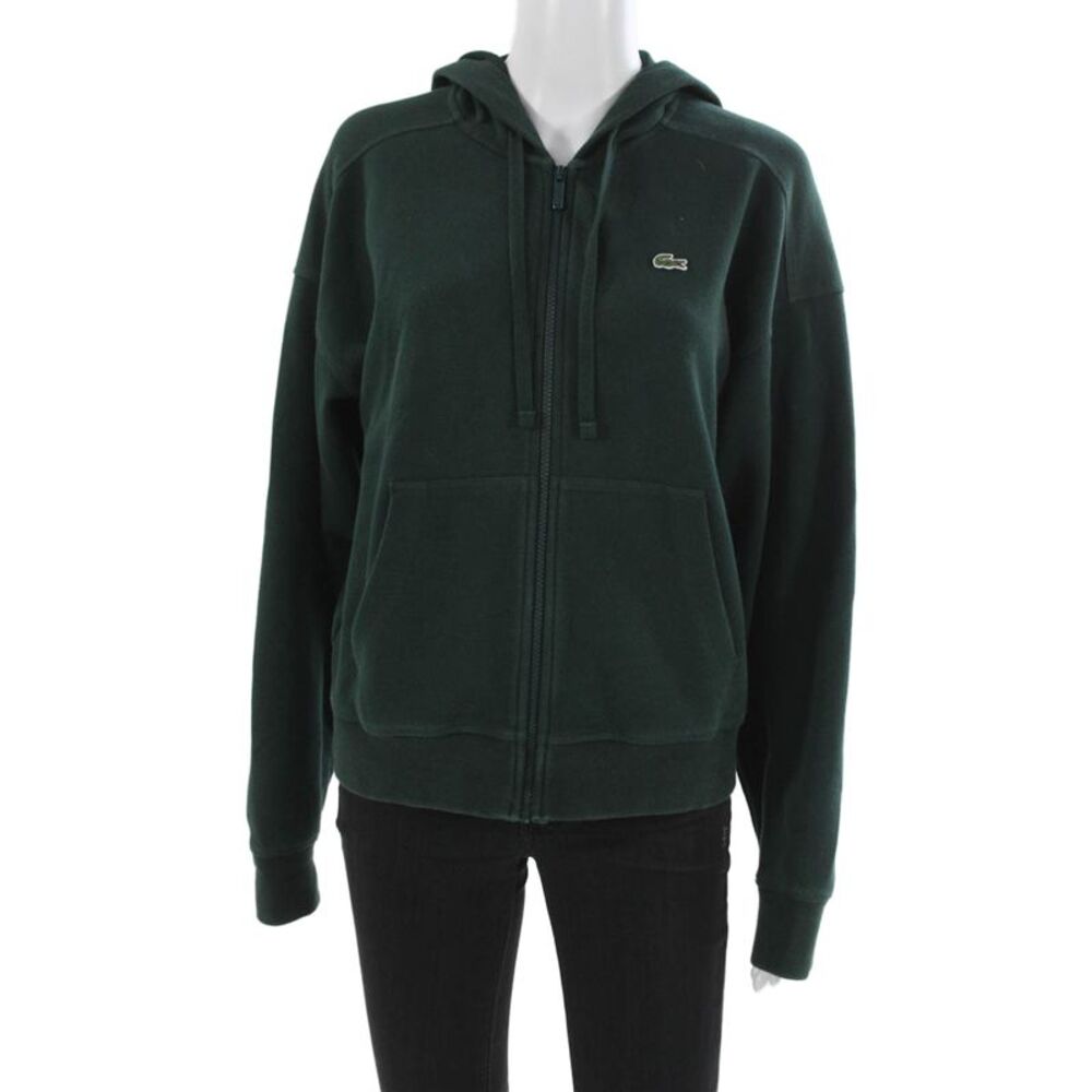 Lacoste Mens Full-Zip Long Sleeve Hoodie Green Designer Size 38